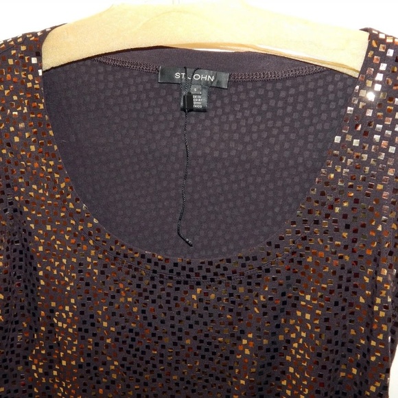 New St John sz S Brown Gold Bronze 100% Paillette Shell Tank - Picture 2 of 5